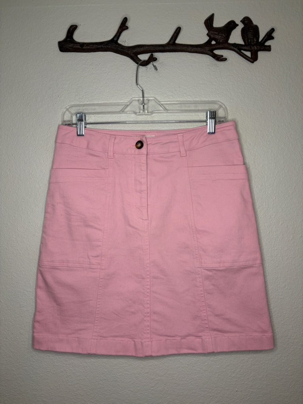 Boden Abingdon stretch cotton denim A-line mini skirt pink 8 - Picture 3 of 8